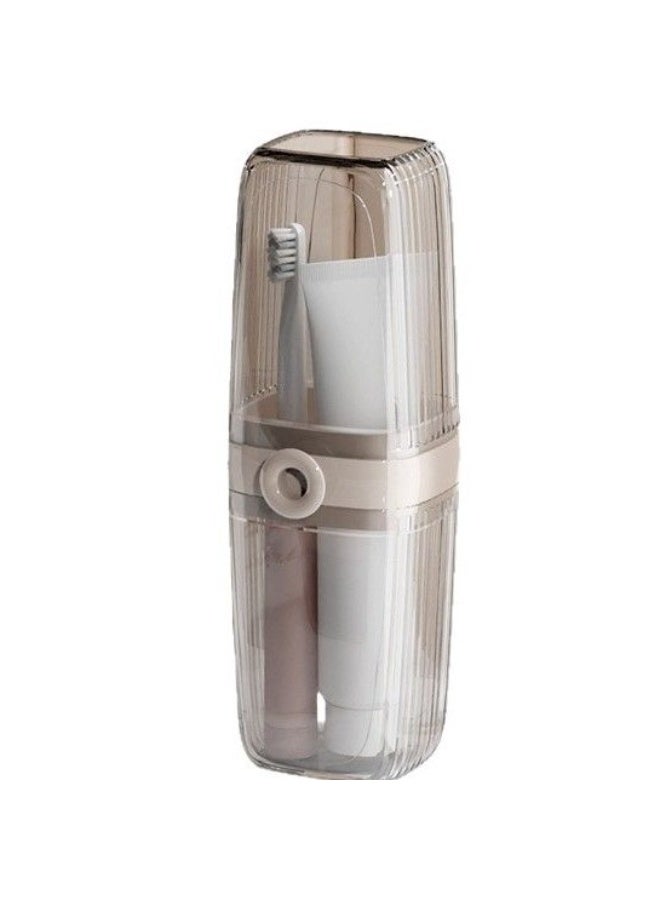 هومستر غسول الفم المتحرك المحمول ومجموعة صناديق الصابون -صندوق الصابون، صندوق فرشاة الأسنان -وعاء صابون مقاوم للتسرب مع حامل فرشاة الأسنان، منظم مرحاض صغير الحجم لدش الحمام، صالة للألعاب الرياضية، المدرسة، التخييم، العطلات، مجموعة دش الحمام للاستخدام الخارجي (رمادي 6.9*6.9*20 سم/7*4*11 سم) - Image 2